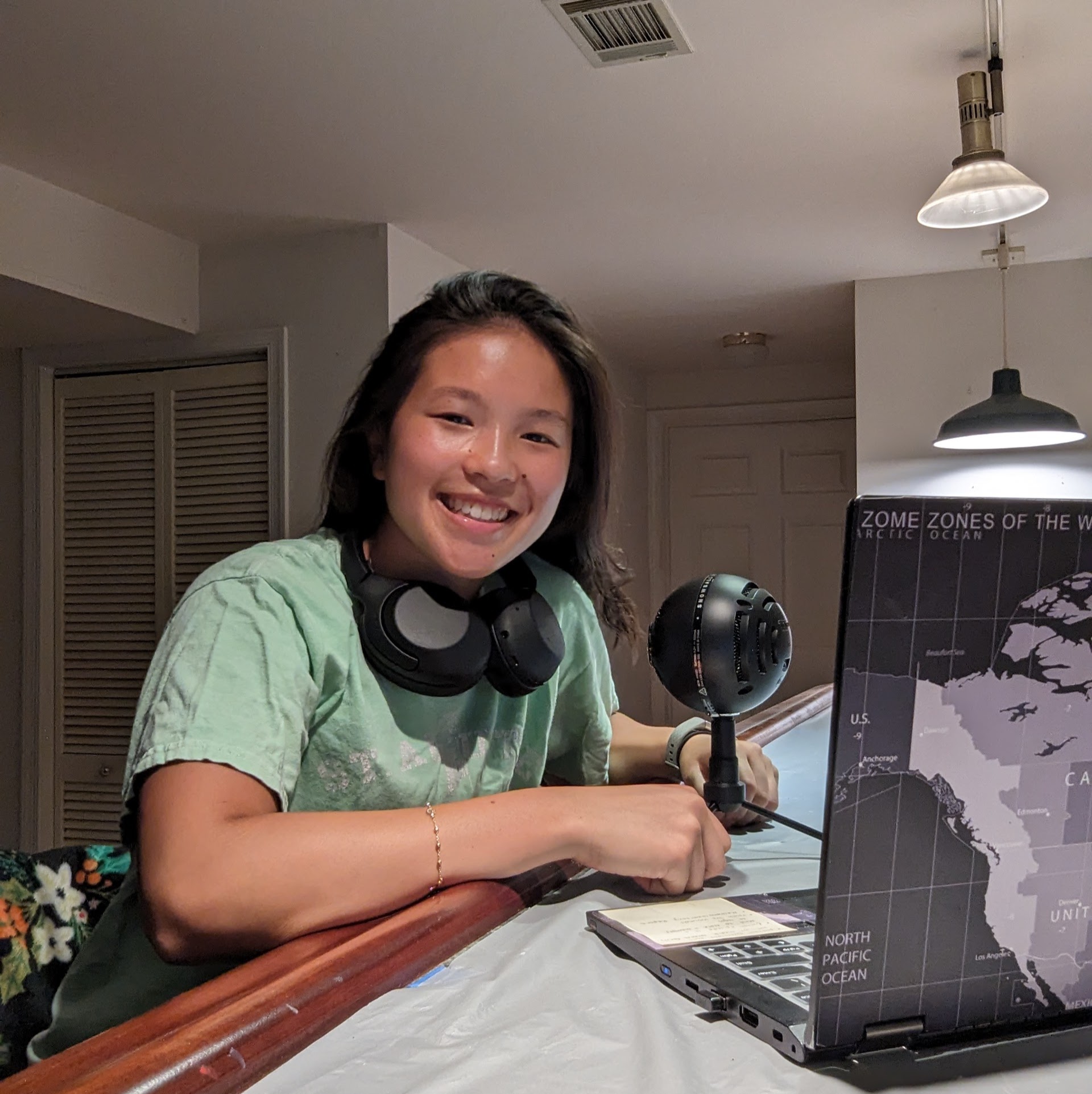  JJ Dee records an episode of her podcast “Our Street Neighbors.” 