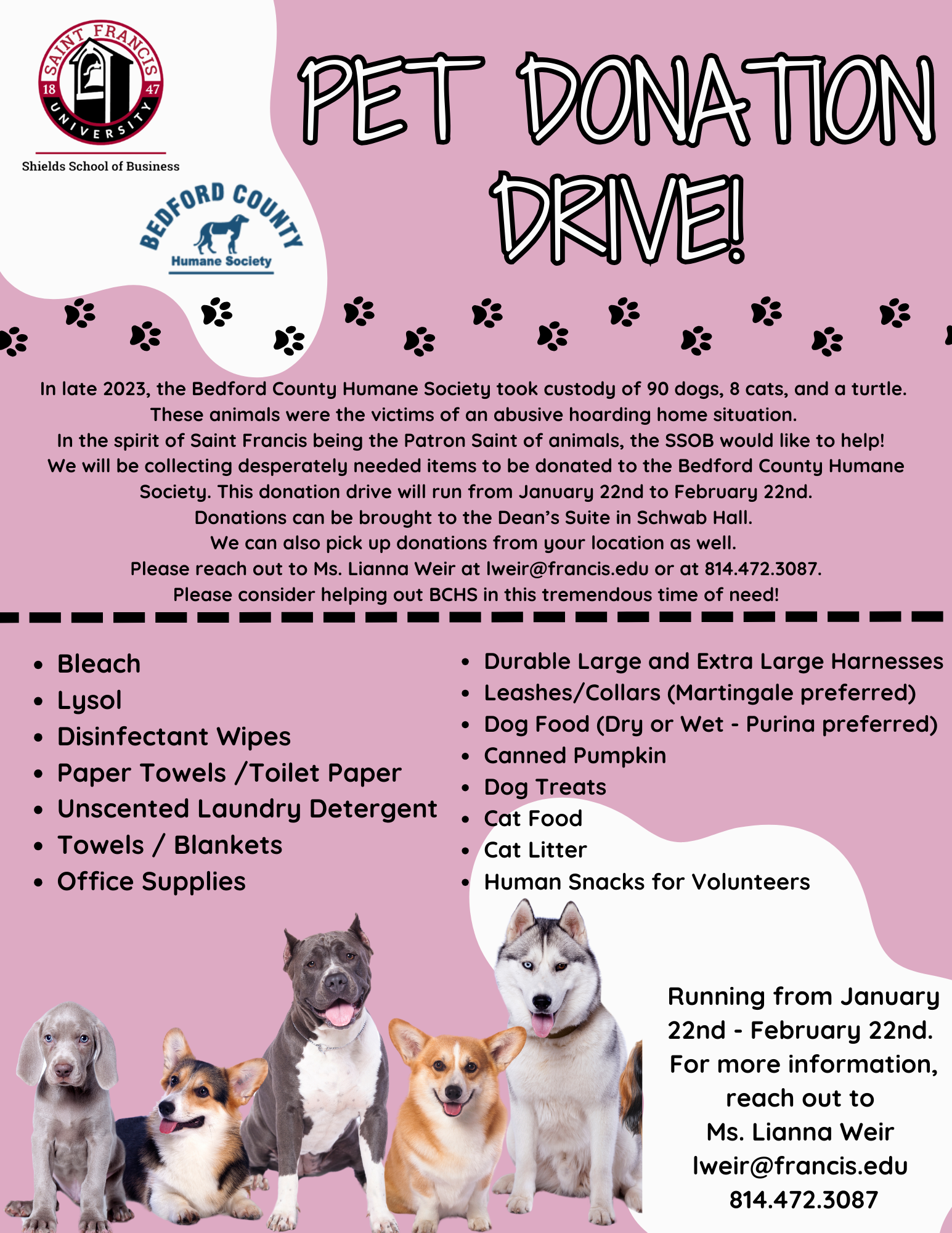 SSOB - BCHS pet donation drive. 