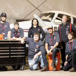 Aviation Students and Faculty Pose for A Group Photo