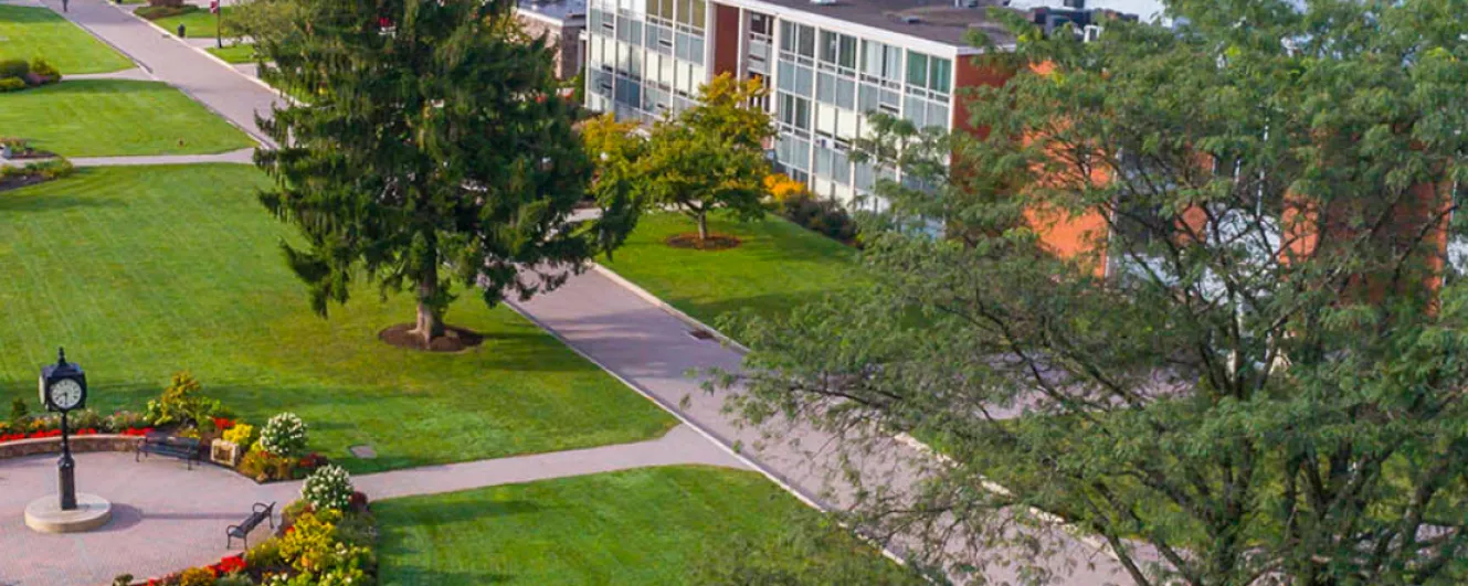 campus mall aerial shot