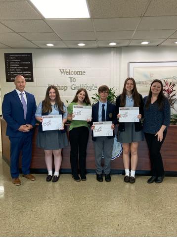 Left to Right: Michael Cacciotti, BG Principal, Students: Addison Berardi - Adaya Craig – Dominic Danastasio – Riley Gofus, Tori Wilsoncroft, BG School Counselor