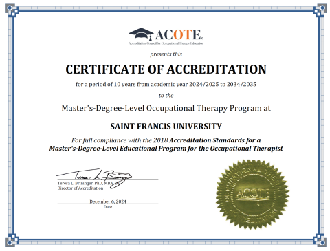 OT Accreditation certificate 